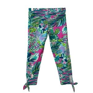 LILLY PULLITZER Girl’s sz Large 8-10 Maia Leggings Cotton Spandex Stretch Bows